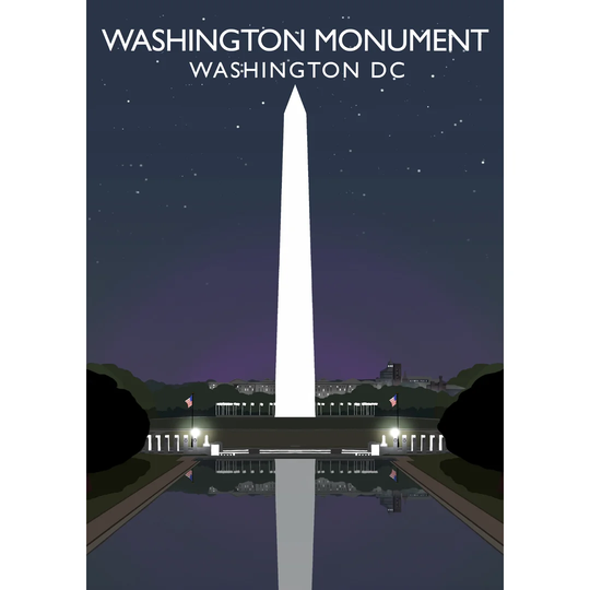 Washington Monument Night by Richard O'Neil - Graphic Art Print on Paper