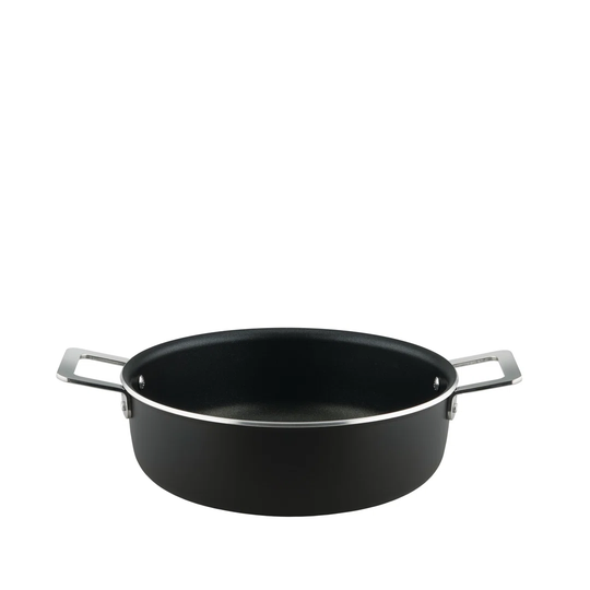 Pots&Pans, Low Casserole With Two Handles In Aluminium With Non-Stick Interior, Black. Handle In 18/10 Stainless Steel. Magnetic Steel Bottom Suitable