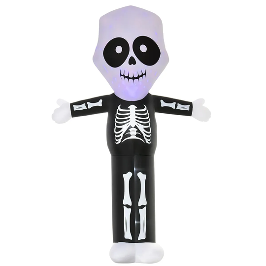 All Hallows 3m Halloween Inflatable Skeleton Decoration with LED Lights - Indoor/Outdoor
