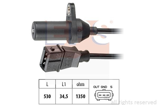 Sensor, crankshaft pulse Made in Italy - OE Equivalent 1.953.265 EPS Facet 1953265