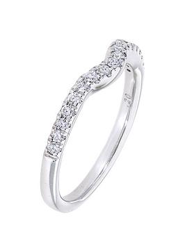 Love DIAMOND 9ct White Gold 20 Point Diamond Shaped Eternity Ring, White Gold, Size J, Women