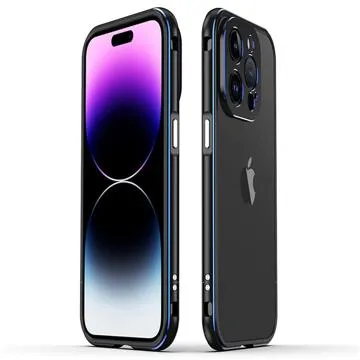 Polar Lights Style iPhone 14 Pro Max Metal Bumper - Black / Blue