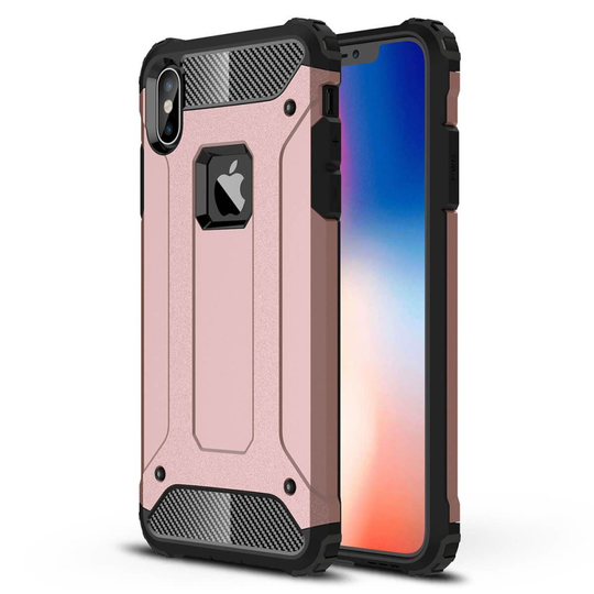 (Rose Gold, For Apple iPhone XS Max) Hybrid Armour Shockproof Bumper Phone Case