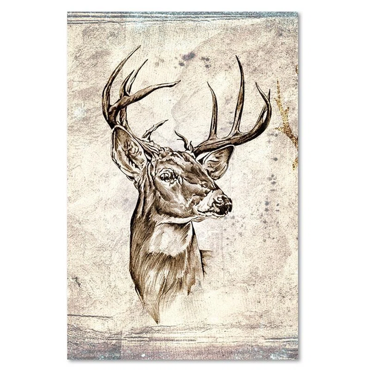 Canvas Print Deer Beige Vintage