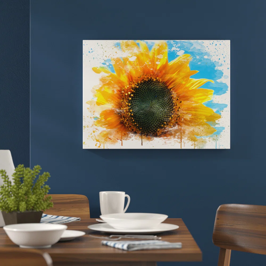 'Flower Yellow Sunflower and Blue Sky' Graphic Art Print Poster