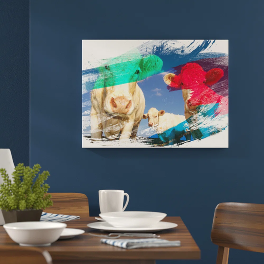 'Three Cream Dairy Cows' Graphic Art Print Poster