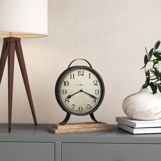 Gravelyn Chalet Analog Metal Quartz Tabletop Clock in Antique Iron Bezel