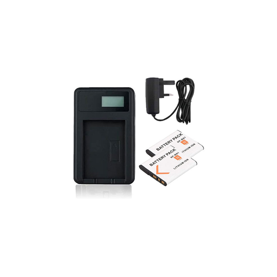 Mains Battery Charger and 2 Batteries For Sony CyberShot DSC-W800 Camera