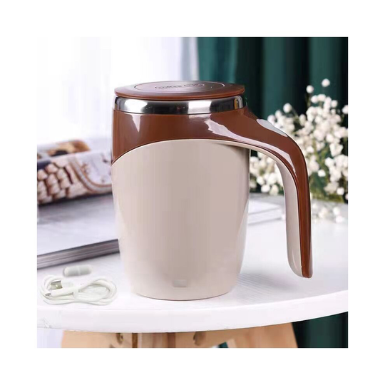 (Brown) Automatic USB Magnetic Stirring Coffee Mug