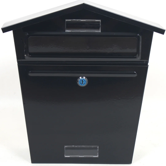 External Letter Mail Post Box Wall Mounted Outdoor Outside Metal Large Black