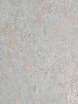 Sublime Distressed Texture Grey Rose Gold Wallpaper
