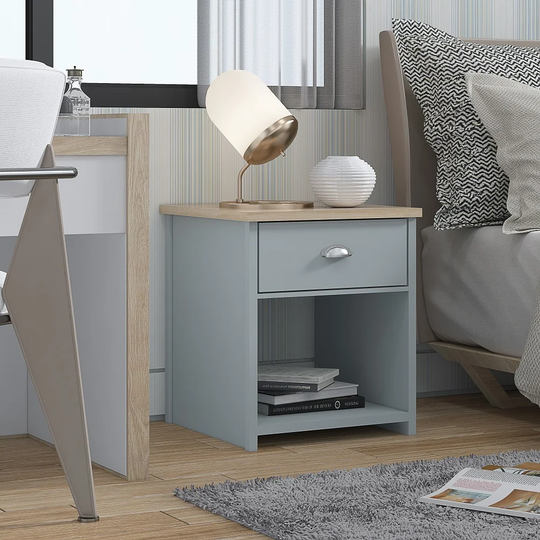 Zack Block End Table with Built-In Outlets