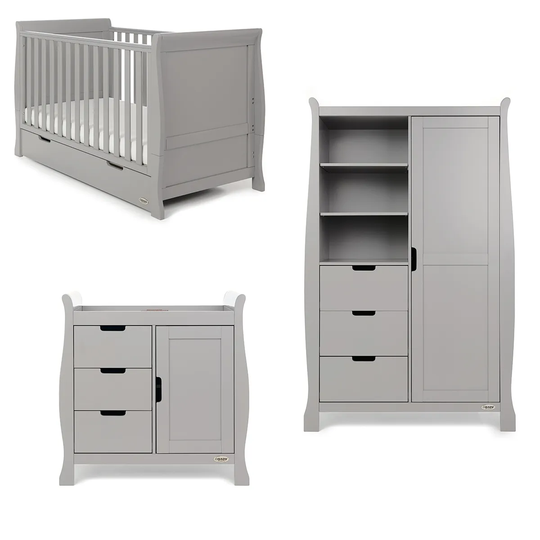 Obaby Stamford Classic Sleigh 3 Piece Room Set - Warm Grey