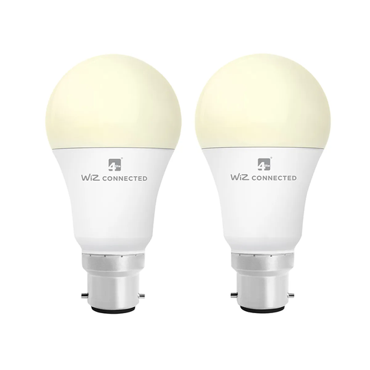 4lite WiZ Connected LED Smart A60 Bulb Wifi BC (B22) Warm White Dimmable - Twin Pack