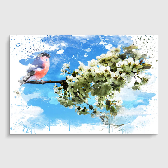 'Bullfinch Bird on a Tree' Graphic Art Print Poster