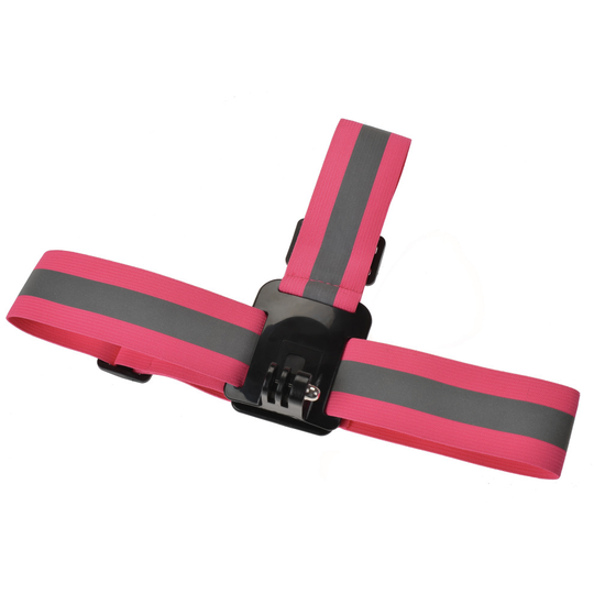 (Pink) Reflective Head/Helmet strap for GoPro Fittings