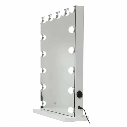 At Home Comforts Madeline Hardwood Portrait Mirror 15 Led Bulbs