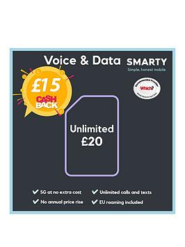 Smarty Unlimited Data, Calls And Texts With Eu Roaming Included Up To 12Gb, One Month Sim, No Contract And 5G At No Extra Cost