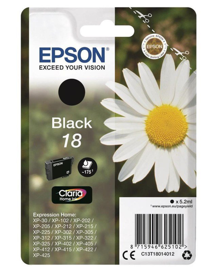 Epson Ink/18 Daisy 5.2ml Cartridge, Black - C13T18014012