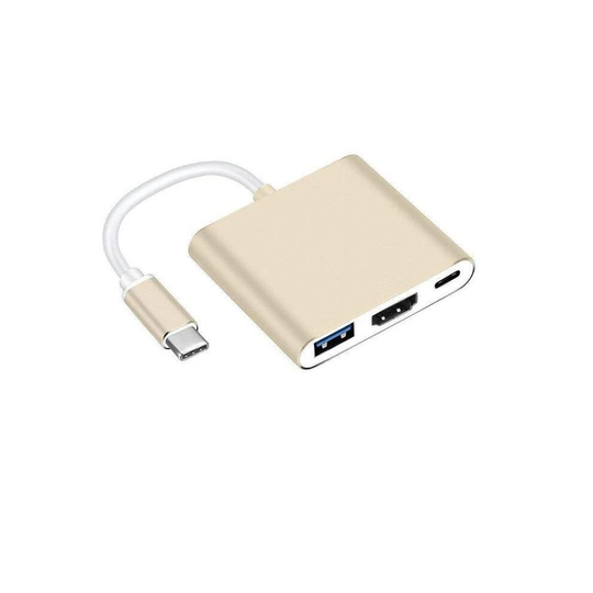 (Gold) 3 Adapter USB Type C Hub To HDMI Dock With PD For MacBook Pro/Air