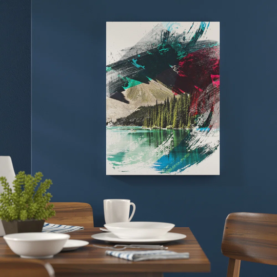 'Alberta Banff Canada Mountain and Lake Landscape' Graphic Art Print Poster