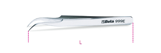 Beta Tools 999G Acid/Magnetic Resistant Ex Slim Curved End Spring Tweezers 120mm