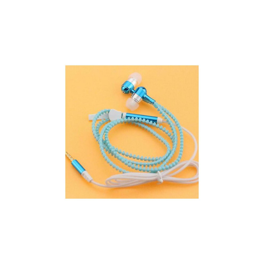 (Blue) 3.5mm Luminous Zipper Headphones In-Ear Headset