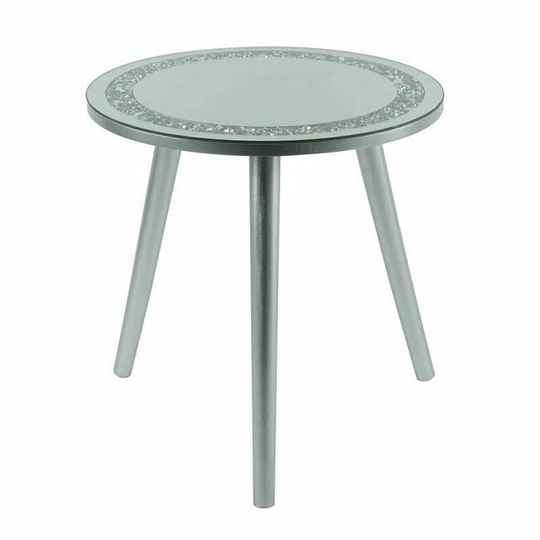 40Cm Round Mirrored Glass Table Crushed Crystal Round Coffee Table Home Decor