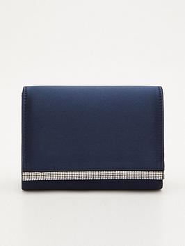 Quiz Satin Diamante Strip Clutch Bag