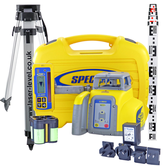Spectra Precision LL300S Laser Level Kit HL450 Detector Tripod & Staff