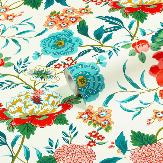 Furn. Azalea Multicoloured Printed Floral Wallpaper