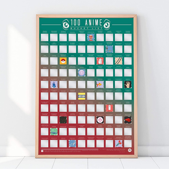 100 Anime Classic Bucket List Scratch Off Movie Wall Art Poster