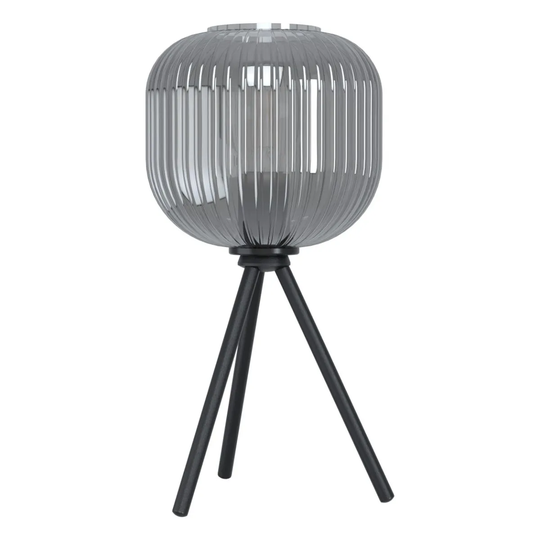 Eglo Mantunalle Tripod Smoked Black Glass Table Lamp Discontinued