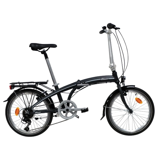 Classic Lightweight Alloy Folding Bike with 7 Speed Shimano Gears - Black