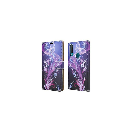 Alcatel 3L (2020) 5029Y (6.22"... Case Slim Leather Wallet Flip Phone Case Cover ((Blue) Butterfly Print)