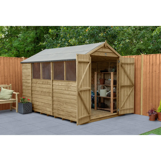 Forest Garden Overlap Pressure Treated 10X6 Apex Shed - Double Door
