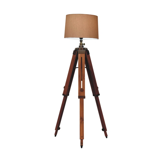 Hoddesd 95Cm Natural Teak Wood Tripod Floor Lamp Single