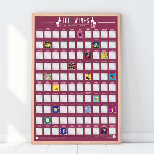 100 Wines Scratch Bucket List Poster