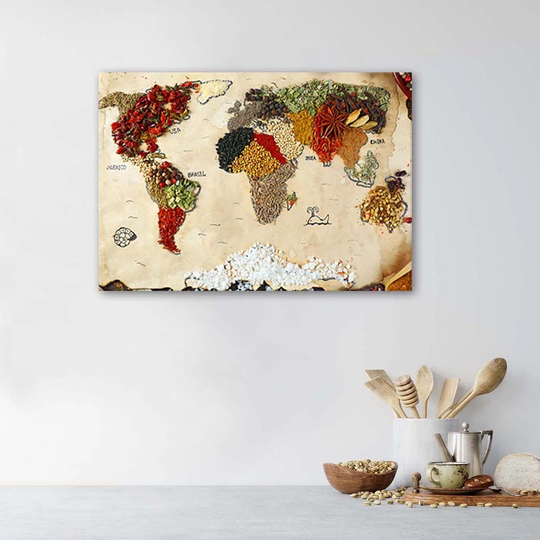Canvas Print World Map Spices