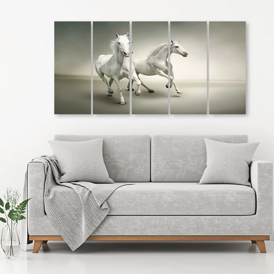 Canvas Print White Horses Galloping