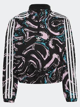 Adidas Originals Allover Print Half-Zip Crop Crew Sweatshirt