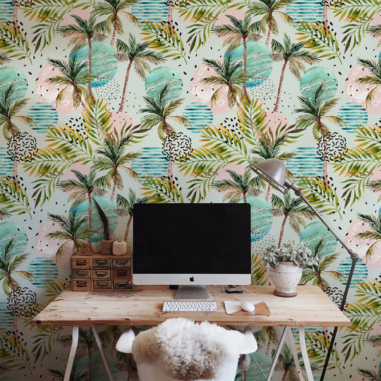 Walllpaper Roll 416X254cm Mural Decoration Kitchen Livingroom Bedroom Wallpaper Material With Print - Abstract Summertime Hawaii Palm Trees