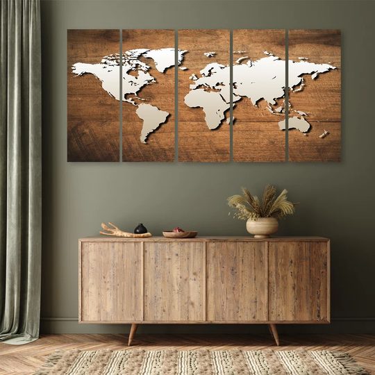 Canvas Print Vintage World Map Brown
