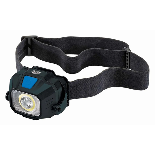 Draper Cob/Smd Led Wireless/Usb Rechargeable Head Torch 6W 400 Lumens Usb-c Cable Supplied