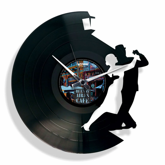 Vinyl with Tango Dancers 30cm Silent Wall Clock
