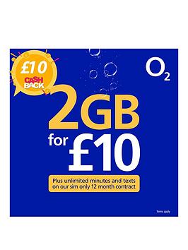 O2 2Gb Data, Unlimited Minutes And Texts 12 Month Sim Only Plan &Pound;10 Per Month