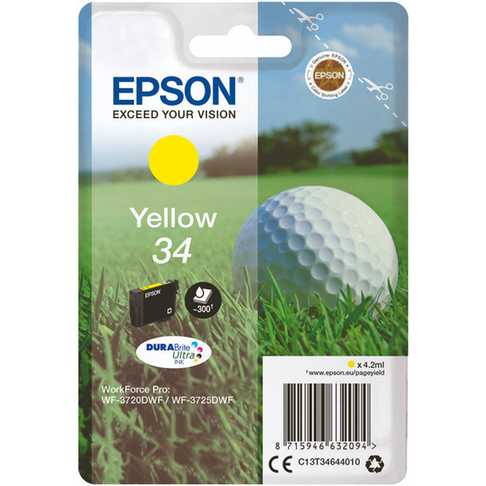 Epson Ink/34 Golf Ball 4.2ml Cartridge, Yellow - C13T34644010