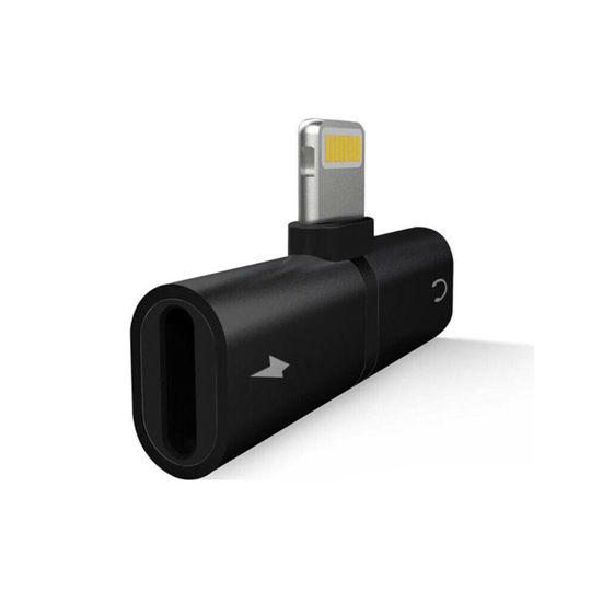 (Black) Dual Lightning Headphone Audio Charger Adapter iPhone 7 8 X Plus iOS 10.3-11