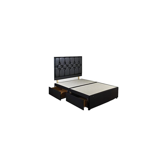 Double Diamond Divan Bed Base Comes with 4 Drawers and Crystal Glass Headboard