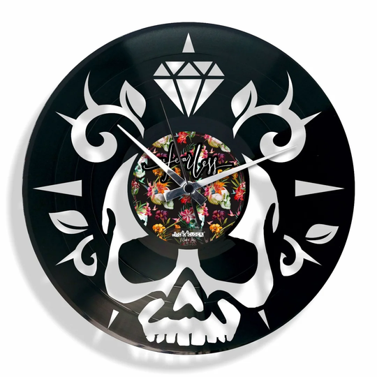Vinyl with Skull 30cm Silent Wall Clock